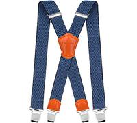 Decalen Bretelles Homme Larges Réglable Élastique Extra Fort 4 Clips en forme X (Bleu 1)