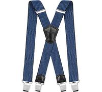 Decalen Bretelles Homme Larges Réglable Élastique Extra Fort 4 Clips en forme X (Bleu)