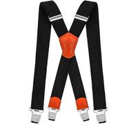 Decalen Bretelles Homme Larges Réglable Élastique Extra Fort 4 Clips en forme X (Noir 1)
