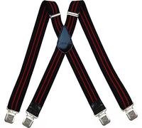 Decalen Bretelles pour Hommes et Femmes Une Taille Convient Tous Les Clips Forts Style X Diverses Couleurs (Noir - Rouge)