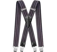 Decalen Bretelles pour Hommes et Femmes Une Taille Convient Tous Les Clips Forts Style X (Gris Noir)