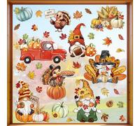 decalmile Autocollants Fenêtre Automne Jaune Feuilles Citrouille Stickers | Anti-Collision, Electrostatique pour Verre, Impression Recto-verso, Les Deux Côtés Bien Visibles, Imperméable, Amovible