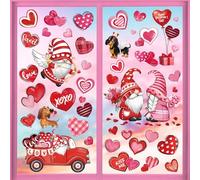 decalmile Autocollants Fenêtre pour la Saint-Valentin Anti-Collision Stickers Cupidon Coeur Rouge Stickers Vitre Anti-Adhésifs Fenêtre Porte Chambre Décalques