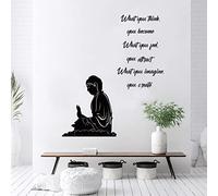 decalmile - Autocollants muraux inspirants Bouddha avec citations « What You Think You Become » pour salon, chambre à coucher, bureau