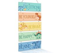 decalmile Lot de 5 panneaux en bois à suspendre en forme de dinosaure - Décoration murale pour chambre d'enfant et crèche