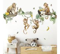 decalmile Stickers Muraux Animaux Sauvages Autocollant Mural Singe
