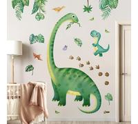 decalmile Stickers Muraux Dinosaure Enfant Geant Autocollant Mural Animaux Dino XXL Feuilles de Palmier Tropical Chambre Bébé Garçon Salle de Jeux Mur (H:130cm)