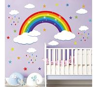decalmile Stickers Muraux Étoile Arc en Ciel Autocollant Mural Nuage Décoration Murale Pépinière Enfant Bébé Chambre