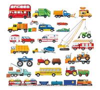 decalmile Stickers Muraux Voiture Transport Autocollant Mural Construction Tracteur Véhicules Décoration Murale Garçon Chambre Enfants Salle de Jeux