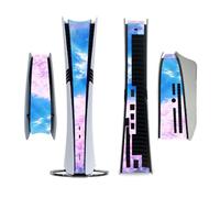 Décalque de console pour PS5 Pro, autocollant de couverture de peau centrale, film protecteur latéral, autocollant de bande centrale d'hôte (bleu clair)