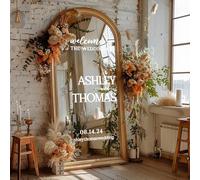 Décalque Vinyle Personnalisé Pour Mariage, Panneau Miroir Personnalisé Avec Citations Romantiques, Noms De Couple Et Date, Pour La Cérémonie, La Réception, La Porte Et Le Miroir(12x26inch)