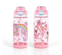 decalsweet 2 Pièces Gourde Enfant, Anti-Fuite, 600ml Maternelle avec Paille, Verrouillage Sécurisé, Bouteille Enfant pour École & Sport, Gourde Sport pour Filles et Garçons (Licorne & Princesse)