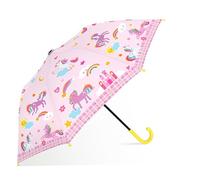 decalsweet Parapluie Enfant avec Housse, Coupe-vent et Durable Parapluie pour Filles Garçons, Facile à Transporter Parapluie Pliant Enfant, Parapluie Canne avec un Motif Mignon (Licornes Rose)