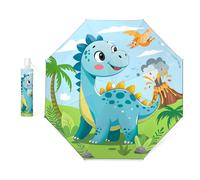 decalsweet Parapluie Pliant Enfant Anti-UV, Parapluie Compact Léger Automatique Anti-Rebond avec Bande Réfléchissante, Mini Parapluie de Voyage pour Bebe, Filles, Garçons, Adorables Dinosaures