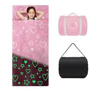 decalsweet Sac de Couchage Lumineux Enfant, Tapis de Sieste Chaud | 170×75cm,Grande,Oreiller Amovible,Couverture de Sieste,Fermeture Eclair,Camping Ecole Garderie,Portable,Doux,Filles Garçons