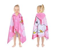 decalsweet Serviette de Plage Capuche Serviette de Bain Enfant, Poncho de Bain Microfibre Ultra Doux et Absorbant, Cape Peignoirde de Bain pour Garcon Fille Bébé, 76x 127 cm(Licorne Rose)