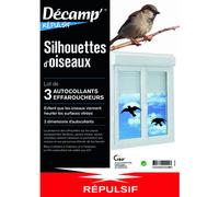 DÉCAMP'-Stickers pour fenêtres anticollisions des oiseaux - lot de 3 silhouettes d'oiseaux