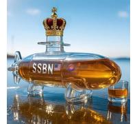 Decanter Whisky Figurine - 300ML Carafe A Decanter Vin, Bouteille De Whisky En Forme De Sous-marin, Carafe À Whisky En Verre Fantaisie 3D, Bouteilles De Vin Vides Créatives, Décoration(A)