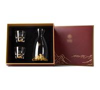 Décanteur à whisky pour homme Carafe à vin Golden Stroke, bouteille de vin en verre cristal, décoration de table élégante avec 2 tasses, montagne tridimensionnelle (couleur : multicolore, taille : 325