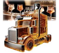 Decanteur de Whisky de Camion, Bouteille de Whisky de Camion Semi-Camion de 375 ML, Bouteille d'alcool en Verre en Forme de Voiture drôle avec Bouchon pour Papa Model D