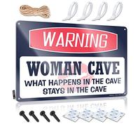 Decaor Panneau d'avertissement humoristique avec inscription « Woman Cave What Happens In The Stays In The Stays In The Sign Man Cave » (20 x 30 cm)