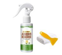 Décapant adhésif puissant multi-usages, nettoyant pour étiquettes de vitres de voiture avec grattoir et chiffon, nettoyant rapide pour étiquettes, ruban adhésif, résidus et taches tenaces (1 pièce)