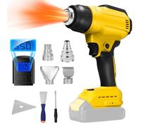 Décapeur thermique sans fil compatible avec Dewalt 20V batterie, Pistolet Thermique sans fil avec 2 vitesses, affichage de température et de batterie, 4 buses et spatule (sans batterie)