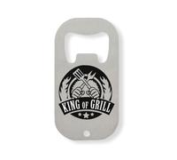 Décapsuleur amusant en acier inoxydable argenté avec inscription « King of the Grill »