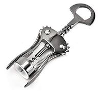 Décapsuleur avec bouchon de bouteille, Tire-bouchon à ailes ouvre-bouteille en alliage d'aluminium et de Zinc noir 19x5cm