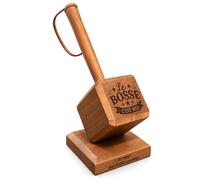 Décapsuleur Bois Personnalisé Marteau avec Support, Le Bosse C'est Moi | Décapsuleur Métallique Intégré, Support Assorti Inclus, Pièce Décorative, Bois Naturel, Ouverture Facile