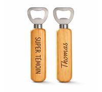 Décapsuleur Bois Personnalisé Témoin - Cadeau Demande Témoin Mariage Homme - Ouvre Bouteille Gravé "Super Témoin" + Prénom - Cadeau Original Mariage