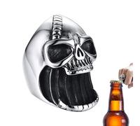 Décapsuleur crâne Anneau - Accessoire de bijoux punk tendance | Bague de style motard inspiré d'Halloween, décapsuleur en forme de crâne unique