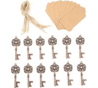 Décapsuleur de clé vintage, set de 12, cadeaux de mariage avec pendentif et cordon, cuivre antique