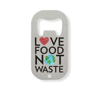 Décapsuleur en acier inoxydable avec logo Love Food Not Waste Heart Planet Argenté
