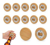 Décapsuleur en Bois, 12 Pièces Ouvre-Bouteilles avec Affaiblissement du Champ, Décapsuleurs Rond en Bambou et Acier Inoxydable pour la Maison, les Restaurants, les Mariages et les Fêtes