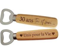 Décapsuleur en Bois Gravé 2 Faces - Cadeau 30 ans de mariage pour les Noces de Perle ou Anniversaire de Couple 30 ans, Cadeau Romantique et Unique Idéal Saint-Valentin, Noël