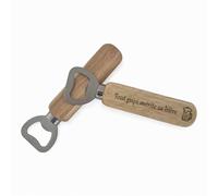 Décapsuleur en Bois Rustique pour Papi, Design Français avec Messages, Ouvre-Bouteille Artisanal avec Poignée Métallique, Collection Fête des Grands-pères (Tout papi mérite sa bière)