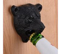 Décapsuleur en fonte, décapsuleur mural pour bouteille de bière ou de soda, décapsuleur en forme d'ours pour la maison et les soirées au bar, décapsuleur à dents de grizzly pour la décoration du garag