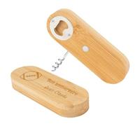 Décapsuleur et tire bouchon en bois personnalisé gravé - En bois bambou - Gravure texte sur cet accessoire de cuisine unique