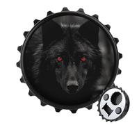 Décapsuleur magnétique, aimant de réfrigérateur rond de 7,9 cm, design amusant en forme de bouchon de bière, décapsuleur loup aux yeux rouges pour cuisine, bar, bureau