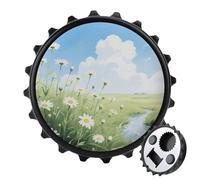 Décapsuleur magnétique, aimant de réfrigérateur rond de 7,9 cm, design amusant en forme de bouchon de bière, décapsuleur élégant en forme de marguerite pour cuisine, bar, bureau