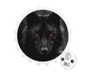 Décapsuleur magnétique, aimant de réfrigérateur rond de 7,9 cm, design amusant en forme de bouchon de bière, décapsuleur loup aux yeux rouges pour cuisine, bar, bureau