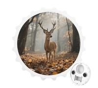 Décapsuleur magnétique, aimant de réfrigérateur rond de 7,9 cm, design amusant en forme de chapeau de bière, décapsuleur rustique en forme de cerf des bois pour cuisine, bar, bureau