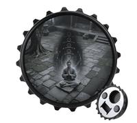 Décapsuleur magnétique, aimant de réfrigérateur rond de 7,9 cm, design amusant en forme de chapeau de bière, lumière noire, sept chakras, yoga, méditation, décapsuleur pour cuisine, bar, bureau