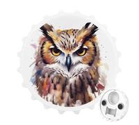 Décapsuleur magnétique, aimant de réfrigérateur rond de 7,9 cm, design amusant en forme de chapeau de bière, décapsuleur aquarelle en forme de tête de hibou cool pour cuisine, bar, bureau