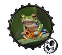 Décapsuleur magnétique, aimant de réfrigérateur rond de 7,9 cm, design amusant en forme de chapeau de bière, décapsuleur grenouille d'arbre de la paix pour cuisine, bar, bureau