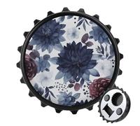 Décapsuleur magnétique, aimant de réfrigérateur rond de 7,9 cm, design amusant en forme de chapeau de bière, décapsuleur à motif aquarelle bleu foncé pour cuisine, bar, bureau