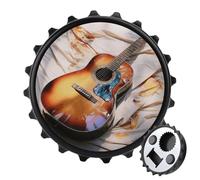 Décapsuleur magnétique, aimant de réfrigérateur rond de 7,9 cm, design amusant en forme de chapeau de bière, décapsuleur en forme de guitare acoustique aquarelle pour cuisine, bar, bureau