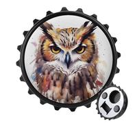 Décapsuleur magnétique, aimant de réfrigérateur rond de 7,9 cm, design amusant en forme de chapeau de bière, décapsuleur aquarelle en forme de tête de hibou cool pour cuisine, bar, bureau