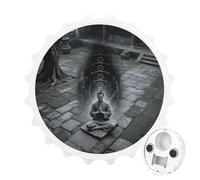 Décapsuleur magnétique, aimant de réfrigérateur rond de 7,9 cm, design amusant en forme de chapeau de bière, lumière noire, sept chakras, yoga, méditation, décapsuleur pour cuisine, bar, bureau